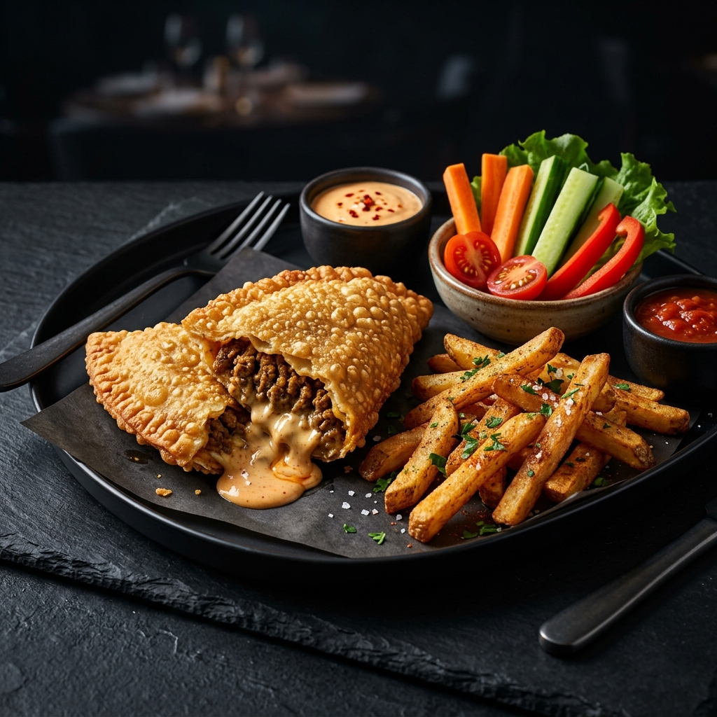 Fataya avec frites et crudités